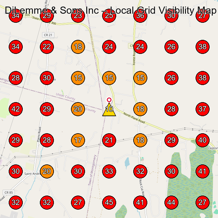 DiLemme & Sons Inc GeoGrid visibility map for Concrete Contractor in Highland
